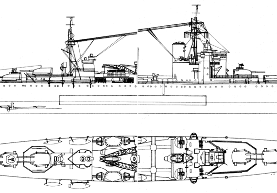 Крейсер HMS London 69 1941 [Heavy Cruiser] - чертежи, габариты, рисунки